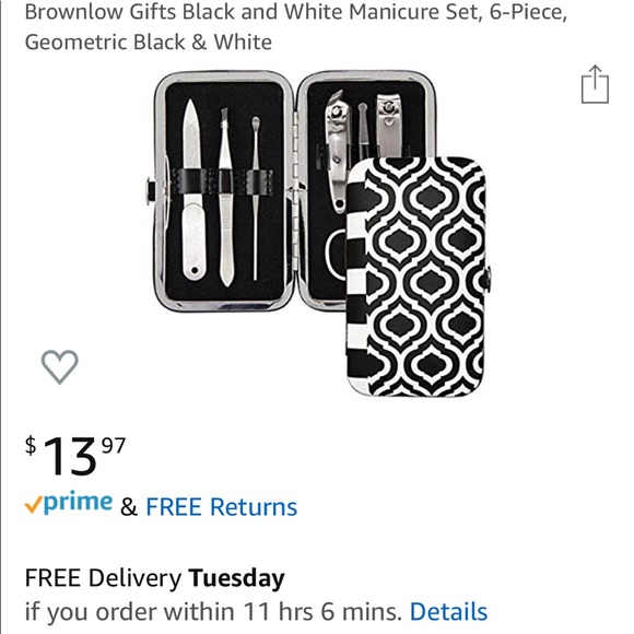 Manicure Set, 6-Piece, Geometric Black & White - Picture 3 of 4